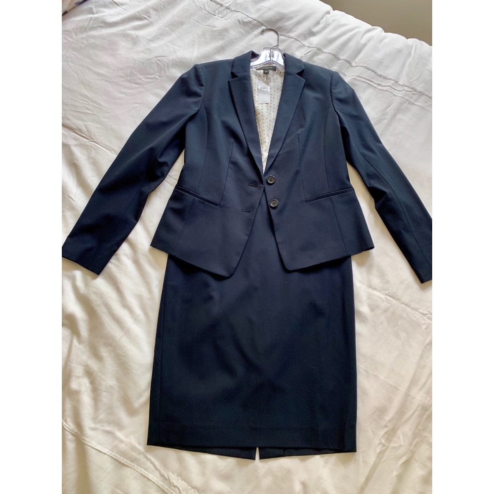 Ann Taylor Navy Skirt Suit with Blazer